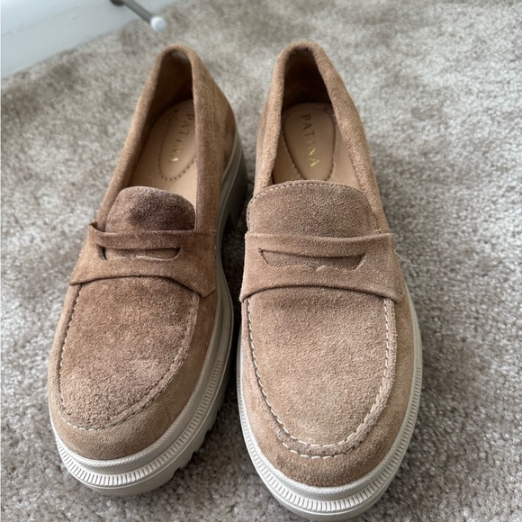 Patina Zoe Chunky (Portland Leather) Tan Suede Platform Lug Sole Loafer - Picture 3 of 5